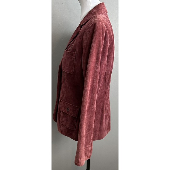 Style & Co Womens Sz Medium Mauve Suede Jacket Lined Blazer Button Up Coat EUC - Picture 2 of 5